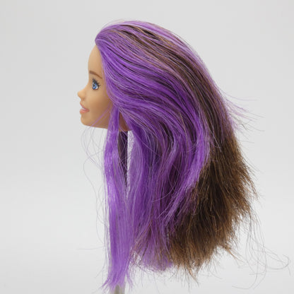 Barbie Skipper Doll Head Brown Purple Hair 2022 Mattel Babysitters Inc GXT34