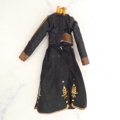Disney Frozen Princess Anna Doll Dress Black Tunic Gold Accents Long Sleeve