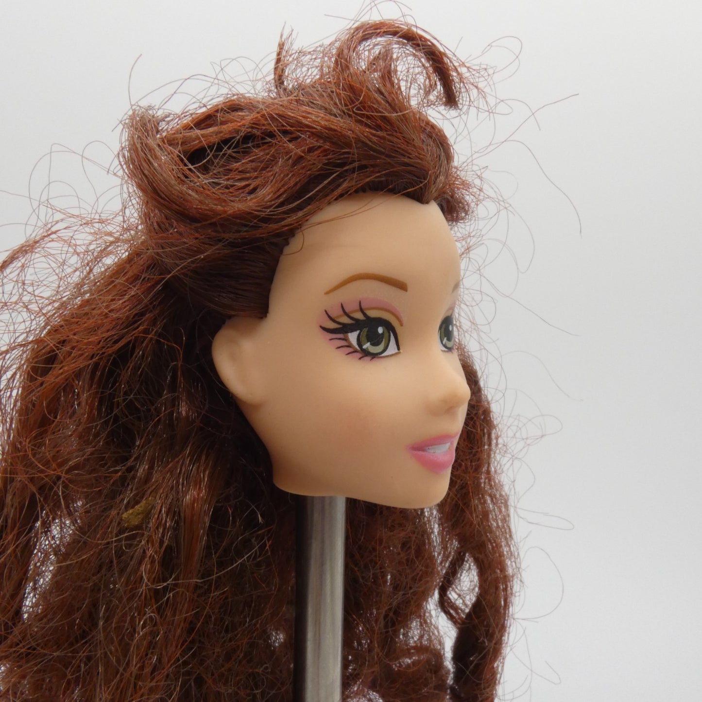 Disney Beauty And The Beast Belle Doll Head Only Brunette Hair Green Eyes Mattel