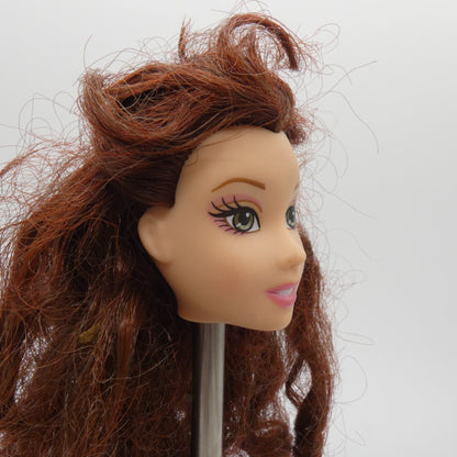 Disney Beauty And The Beast Belle Doll Head Only Brunette Hair Green Eyes Mattel