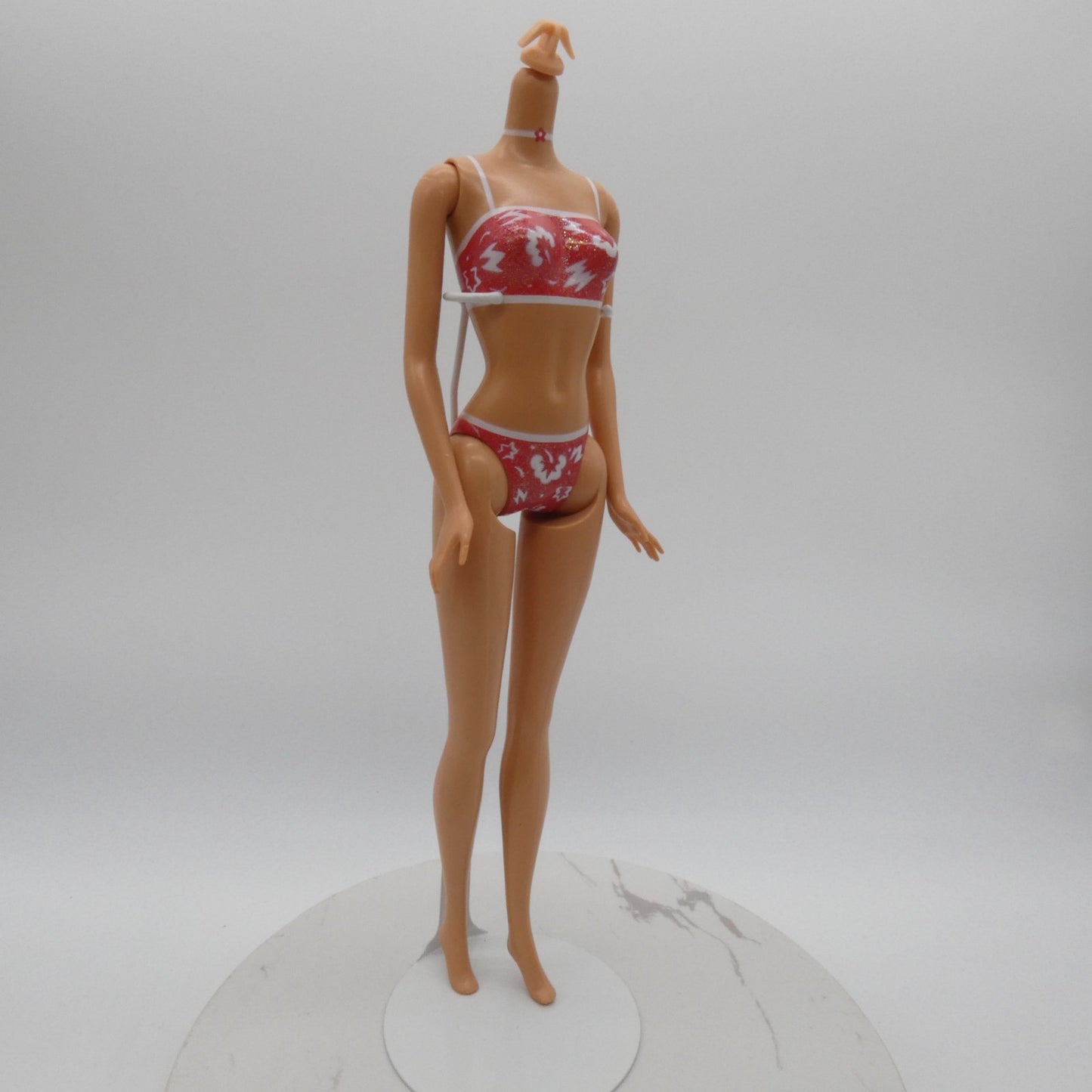 Barbie Doll Fashion Fever Body Bellybutton Molded Swimsuit Heel Feet Mattel 2000