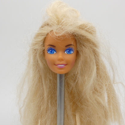 Barbie Doll Head Superstar Face Bangs Long Blonde Crimped Hair 90s Mattel