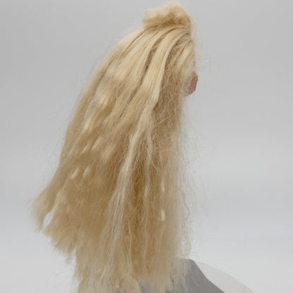Barbie Doll Head Superstar Face Bangs Long Blonde Crimped Hair 90s Mattel