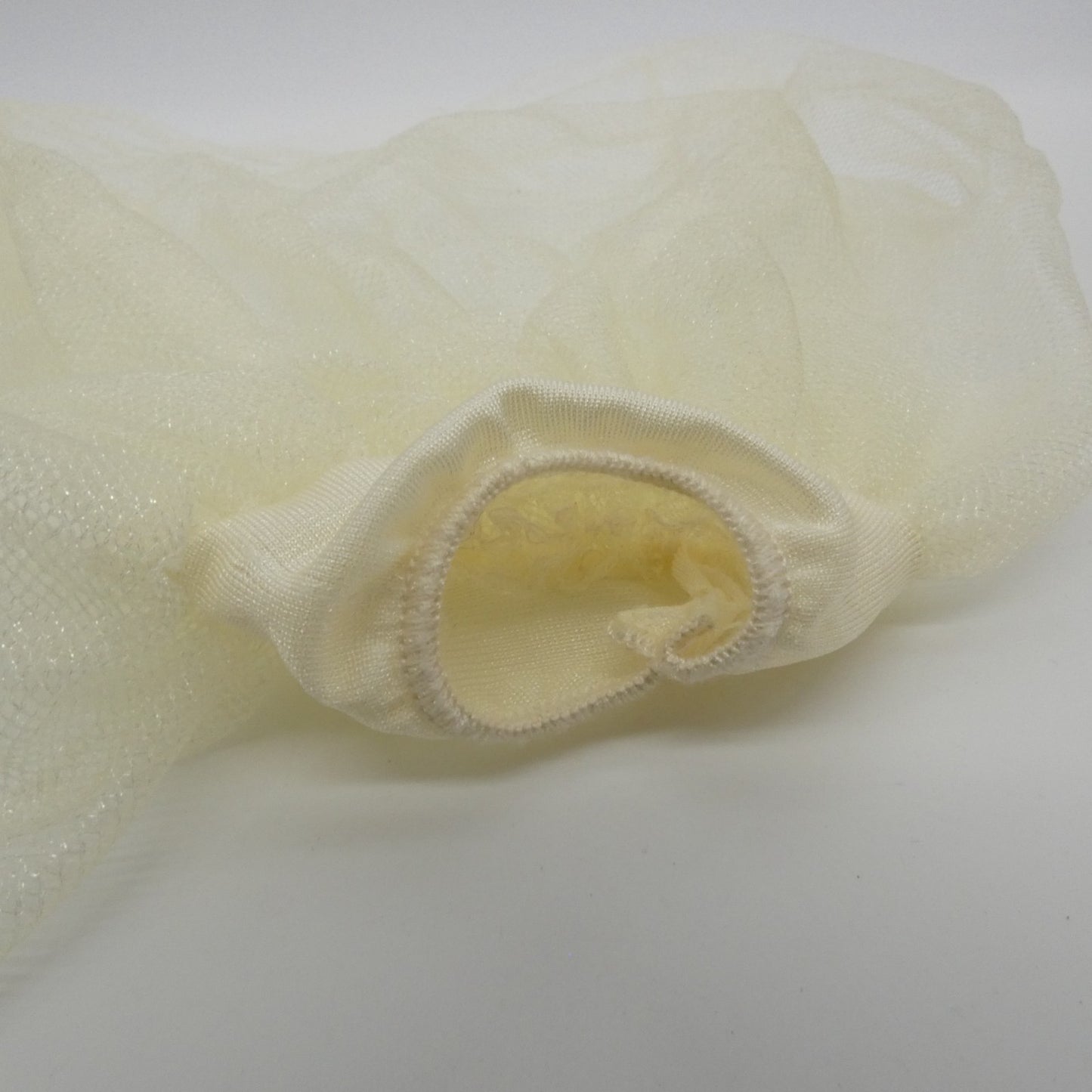 Barbie Size Doll Skirt Sheer Ivory White Tulle Elastic Waistband Two Layered